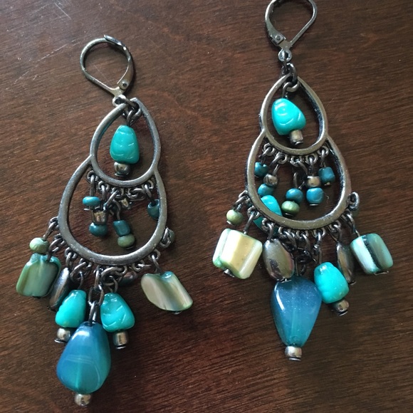 Simulated turquoise earrings, bracelet, pendant - Picture 2 of 8